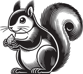 Squirrel vector in black and white