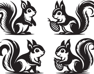 Squirrel vector in black and white