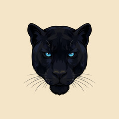 Majestic Black Panther Portrait  Intense Gaze, Vibrant Blue Eyes