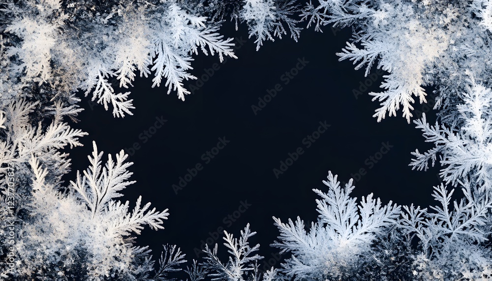 Aufkleber intricate frost patterns frame dark background