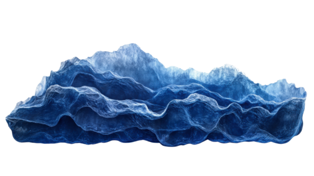 Blue wavy abstract shape with transparent background: perfect for digital art