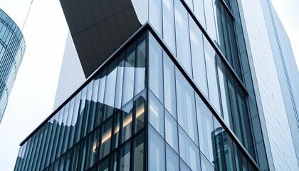 Obraz premium Modern Glass Facade of a Sleek City Building