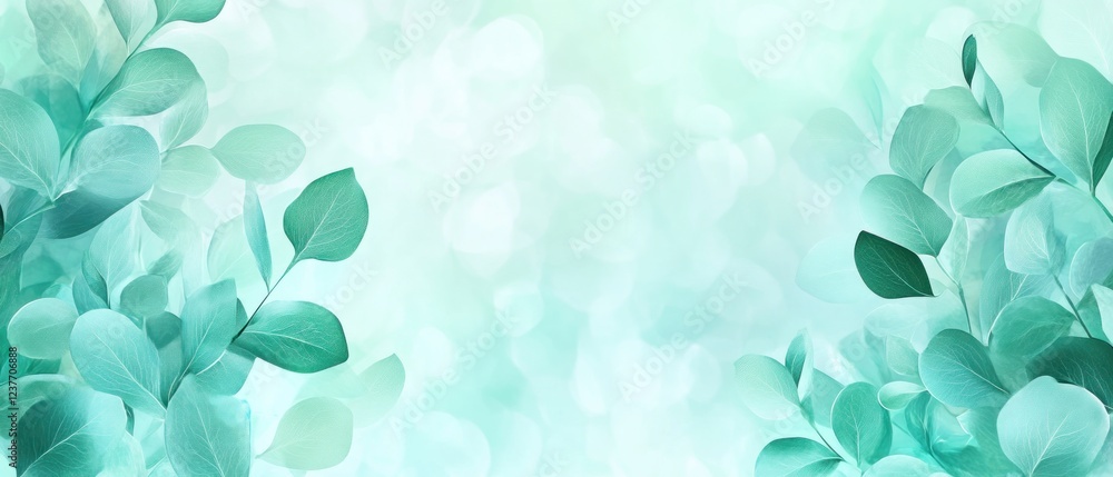 Poster Lush Greenery Background with Soft Bokeh Effect