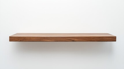 A Simple, Minimalist Wooden Shelf Mounted Against A Clean White Wall. The Image Emphasizes Simplicity And Clean Lines.
