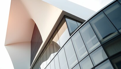 Obraz premium Modern Architectural Design: Sleek Glass and Curve Facade