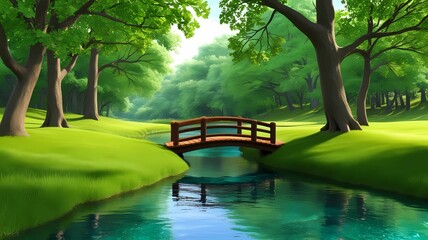 AI-Generated Forest Stream Illustration: Serene Nature Artwork for Your Projects