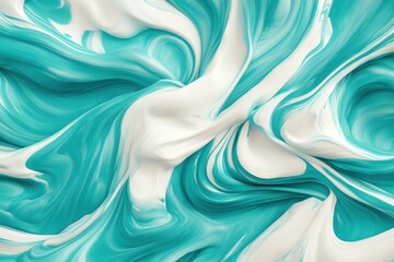Obraz premium Swirling Turquoise and White Abstract Fluid Art Background