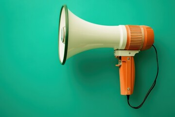 A Vintage Orange and White Megaphone on Teal