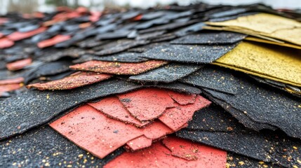 Recycling center asphalt shingle pile outdoors