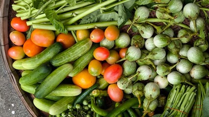 Fresh vegetables for cooking. Vegetables contain dietary fiber that helps cleanse the intestines.