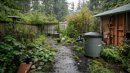 Fototapeta premium A backyard composting toilet system, reducing water usage in sanitation