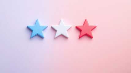 feedback survey response for statistics concept. Three decorative stars in red, white, and blue on a pastel background.