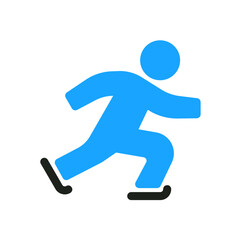 speed skating flat icon color illustration