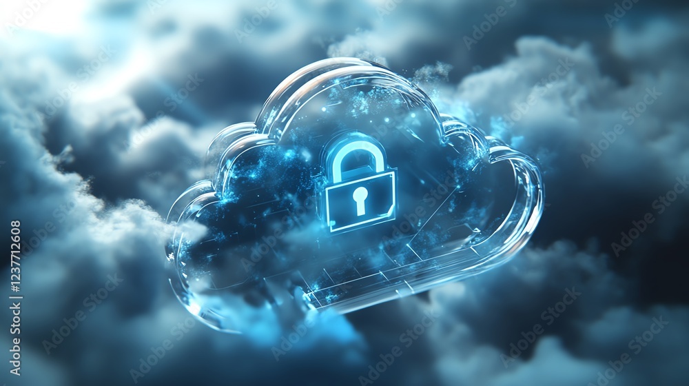 Poster a creative abstract representation of cloud security