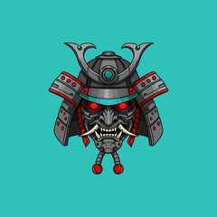 Cybernetic Samurai Oni Mask A Fusion of Metal and Myth
