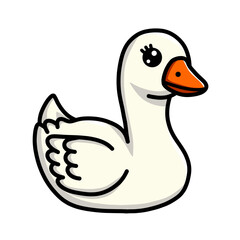 Cute White Duck Cartoon Clip Art Illustration