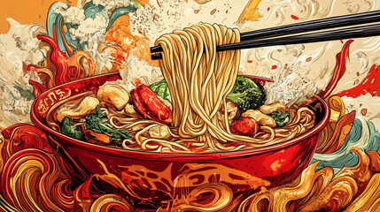 chinese noodles with chopsticks wallpaper.