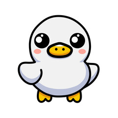 Cute Cartoon White Duck Clip Art Illustration