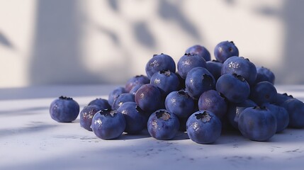 A Pile of Fresh Blueberries on a White Surface – A Burst of Natural Sweetness and Vibrant Color