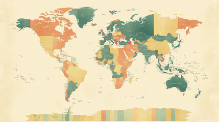 Infographic design elements with world map and pointers, pie charts and time series graphs, pyramid diagram and line graphs with tags. Presentation, infographics and data visualization design usage