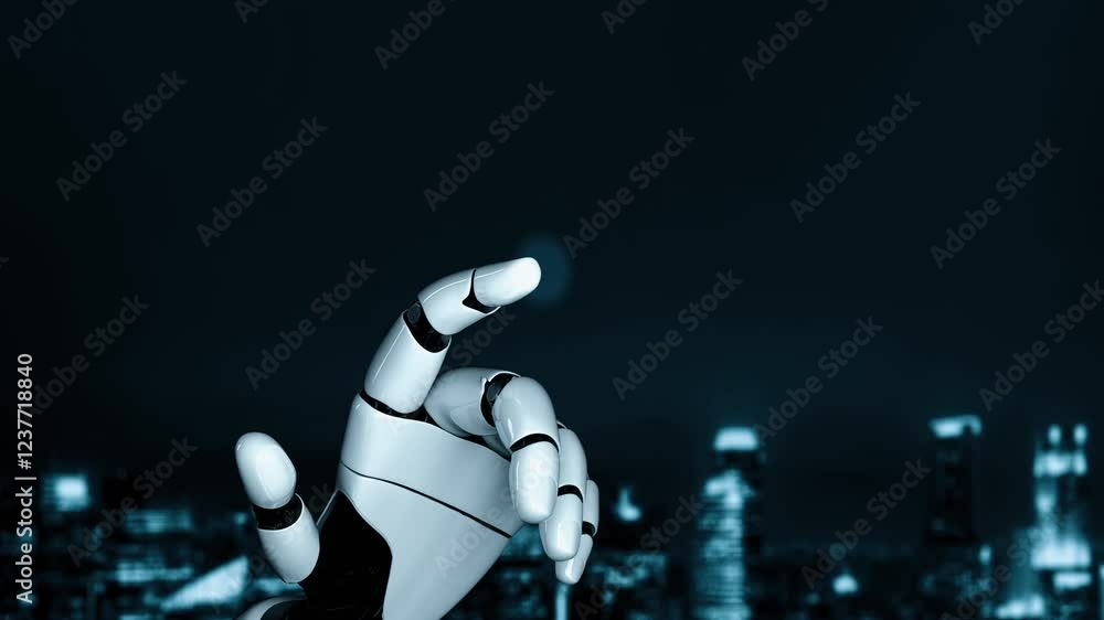 Poster futuristic robot artificial intelligence enlightening ai technology development and machine learning
