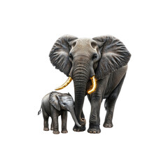 Fototapeta premium African Elephant Family Mother and Calf Tender Moment