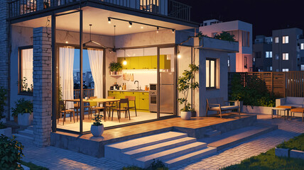 Elegant and spacious apartment living room design featuring comfortable seating and luxurious decor Background Illustration Aesthetic