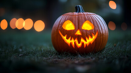 Malevolent Halloween pumpkin face vector icon. Scary evil emoji with toothy smile, creepy squinted eyes. Ghost, jack lantern isolated monochrome monster emotion