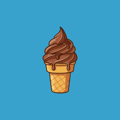 Chocolate Ice Cream Cone A Delightful Cartoon Illustration