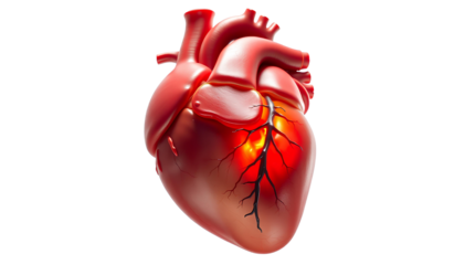Photo of human heart isolated on transparent background