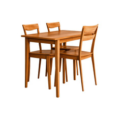 Fototapeta premium Modern Wooden Dining Table Set with Three Chairs