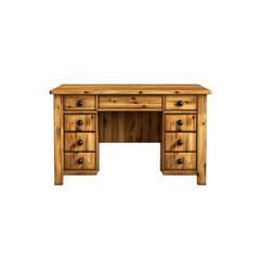 Rustic Wooden Executive Desk with Multiple Drawers