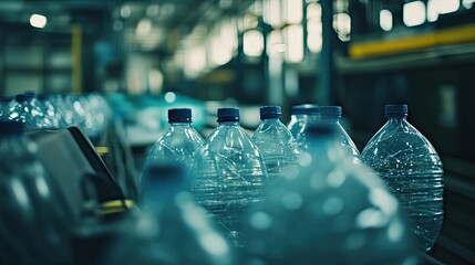 A PET recycling plant turning plastic bottles into reusable resin