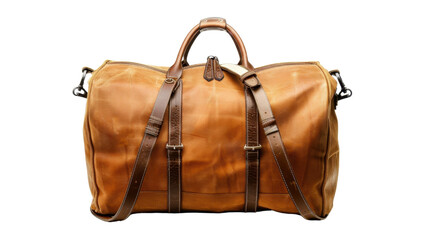 Naklejka premium Large leather travel bag isolated on transparent background