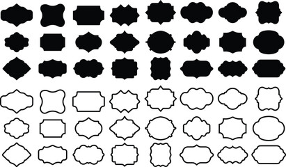 Frame or borders icon in flat line set. Vector for apps or web isolated on transparent background. ornamental decorative Different shapes. Photo, mirror Vintage, retro design. Elegant, modern style.