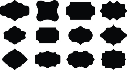 Frame or borders icon in flat set. Vector for apps or web isolated on transparent background. ornamental decorative Different shapes. Photo, mirror Vintage, retro design. Elegant, modern style.