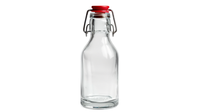 Empty swing top glass bottle with transparent background