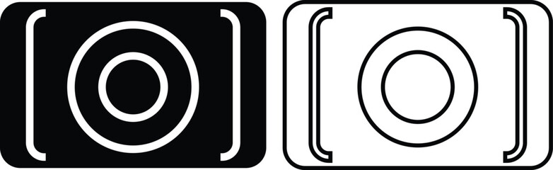 photo camera of rounded square shape icon in flat line set. different style vector for apps or website Photography raster image gallery symbol, sign. Isolated on transparent background