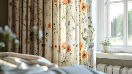 Charming floral curtains, with delicate flower motifs for a fresh look,