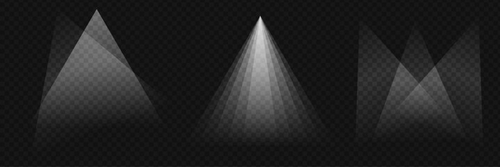 Obraz premium spot light overlay set. spotlight with ray illuminated spotlights for web design illustration.