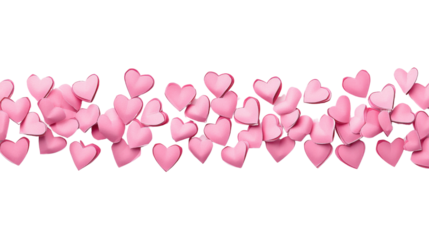 Pink paper hearts floating on transparent background for valentine's day