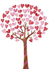 Fototapeta premium 水彩風 ハートの樹1 縦