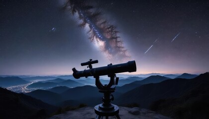 Panoramic view of the night sky through a telescope at Palgongsan Mountain, mountain, night