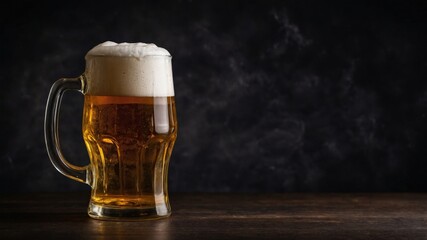 Frosty Beer Mug on Dark Wood