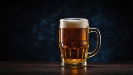 Beer Mug on Dark Wood,Golden Ale,Pub Drink