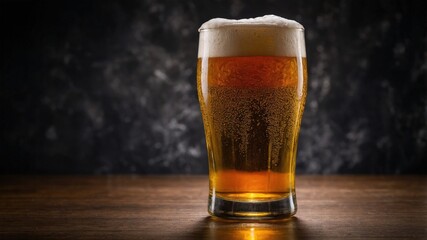 Glass of Beer on Wooden Table