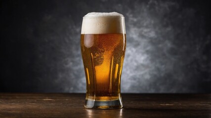 Glass of Beer on Wooden Table