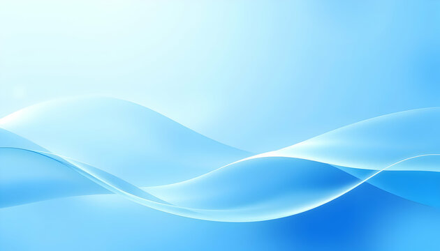 Abstract blue waves, fluid dynamic curves, smooth flowing lines, ethereal light effect, gradient blue background, minimalist design, soft glow, translucent shapes, underwater-inspired, digital art, ve