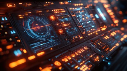 Obraz premium Futuristic Spaceship Control Panel: Sci-Fi Interface Design