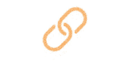Icon link is made of yellow grains of sand. Some grains of sand fall down. Transparent background. Black